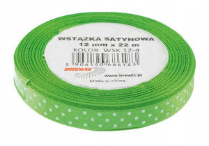Wstążka Satynowa W Kropki 12mm 22m J Zieleń Brewis