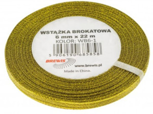 Wstążka Brokatowa Ozdobna 6 Mm 22 M Złota Brewis