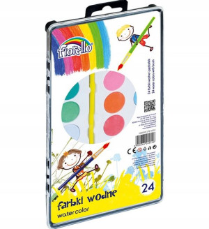 Farbki Wodne 24 Kolory Z Pędzelkiem Fiorello