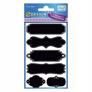 Naklejki Tablicowe 6 Szt. Czarne Z-design 55098