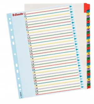 Przekladki Kartonowe Esselte A4+ 1-31 Kolor 100210