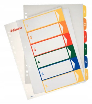 Przekładki Plastikowe Esselte A4+ 1-6 Kolor 100212