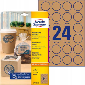 AVERY etykiety na produkty brązowe kółka 40mm