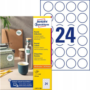 AVERY etykiety okrągłe L3415-100ZF kółka 40mm