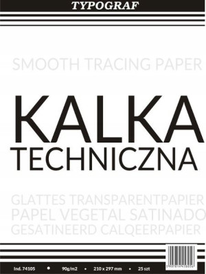 Kalka Techniczna A4 90 G/m2 25 Sztuk Typograf
