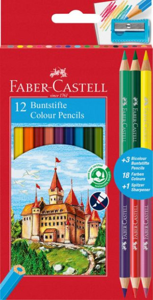 Kredki Faber-castell Zamek 12 K+3 K Dwust.+temper.