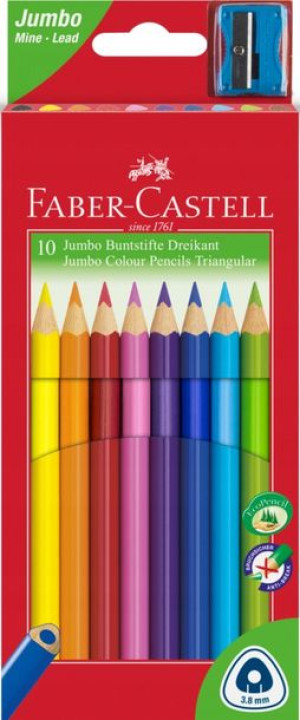 Kredki Faber-castell Jumbo Trójkątne 10 Kol.+ Temp