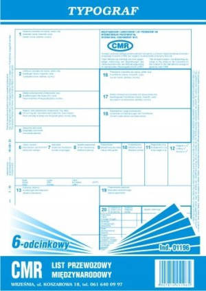 Druk 01196 Cmr List Przewozowy A4 1+5 Typograf
