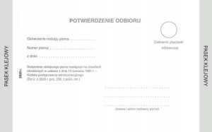 Druk 02191 Zwrotne Potwierdzenie Odbioru Samoprzyl