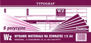 Druk 01099 Wz Wydanie Materiału Na Zewnątrz 1/3 A4
