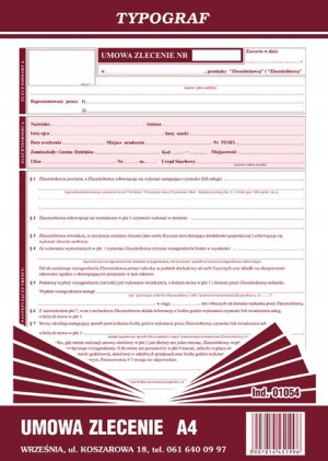 Druk 01054 Umowa Zlecenie A4 Typograf