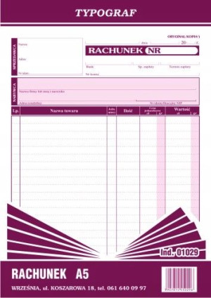 Druk 01029 Rachunek A5 Pionowy Typograf