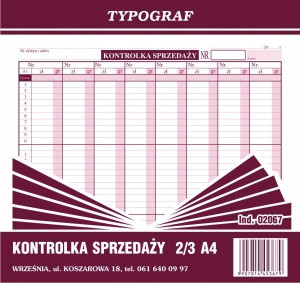 Druk 02067 Kontrolka Sprzedaży 2/3 A4 Typograf