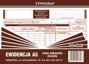 Druk 02061 Ewidencja Czasu Wykonania Zlecenia A5