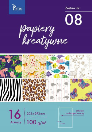 Zestaw papierów Kreatywnych A4 TETIS KB030-08