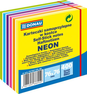 Karteczki samoprzylepne DONAU 76x76 400k NEON MIX