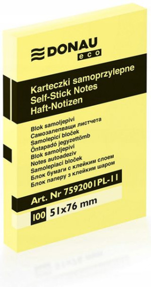 Karteczki samoprzylepne DONAU ECO 51x76 żółte