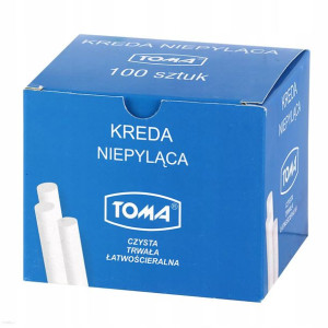 Kreda biała niepyląca okrągła TOMA / 100 sztuk