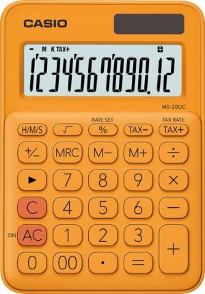 Kalkulator CASIO MS-20UC 12 cyfr POMARAŃCZOWY TAX
