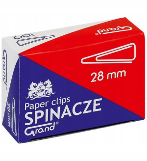 Spinacze Biurowy 28 Mm 100 Sztuk Trójkątny Grand