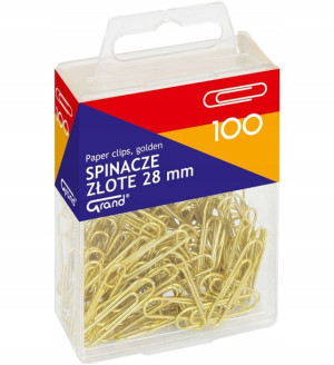Spinacze Biurowe 28 Mm 100 Szt Okrągłe Złote Grand