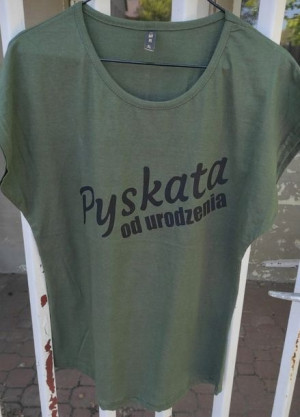 Koszulka PYSKATA OD URODZENIA t-shirt zielony r. L