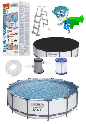 RODZINNY 12w1 Basen stelażowy BESTWAY 427x107 13030L +FILTR
