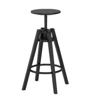IKEA DALFRED drewniany stołek barowy, czarny 63-74 cm