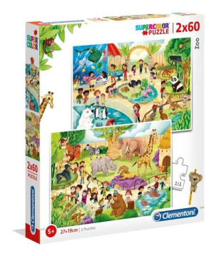 Clementoni CLM21603 Puzzle ZOO zwierzęta 2x60el