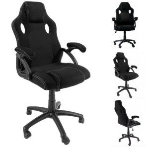 Fotel Obrotowy Gamingowy CARRERA BLACK M FABRIC