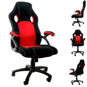 Fotel Obrotowy Gamingowy CARRERA RED M FABRIC