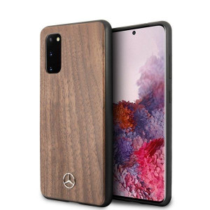 Etui Mercedes do Samsung Galaxy S20 hard case brązowy/brown Wood Line Walnu