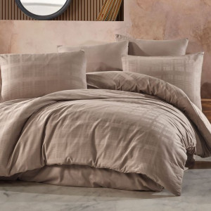 Pościel satyna bawełniana MARSELA LIGHT BROWN/140x200+1posz. 70x80 EXCLUSIV