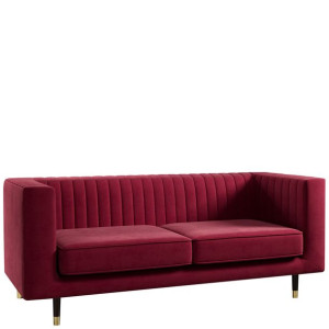 Nowoczesna sofa trzyosobowa tapicerowana do salonu - czerwona