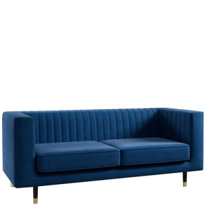 Sofa 3 os. tapicerowana, wypoczynkowa do salony - ciemno niebieska