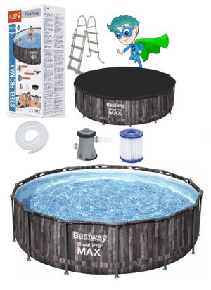 RODZINNY 12w1 Basen stelażowy BESTWAY 427x107 13030L +FILTR struktura