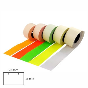Taśma do metkownic dwurzędowych prosta 26x16 mm - DT / 5 rolek - czerwona