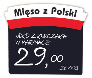 Duże piny nakładki do cenówek - nadruk MIĘSO Z POLSKI - 10 szt.