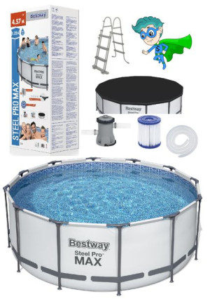 RODZINNY 12w1 Basen stelażowy BESTWAY 457x122 16015L +FILTR