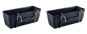 2x Doniczka Donica wisząca balkonowa z hakami RATOLLA DRL400PW ANTRACYT
