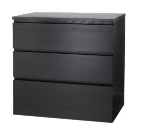 IKEA MALM Komoda, 3 szuflady, 80x78 cm czarnybrąz