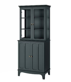 IKEA LOMMARP Szafka z drzwiami szklanymi, ciemnoniebieski-zielony 86x199 cm