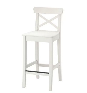 IKEA INGOLF Stołek barowy z oparciem, 74 cm, biały