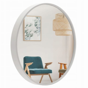 Lustro wiszące ścienne białe 60cm okrągłe