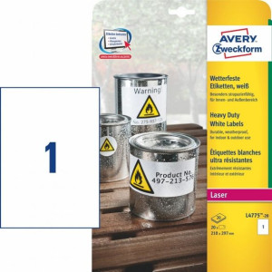 Etykiety Avery Zweckform Heavy Duty 210 x 297 mm