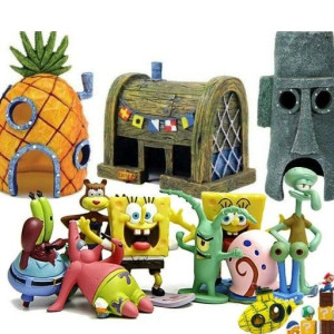 Spongebob Figurki Do Akwarium Domki Ozdoby Zestaw