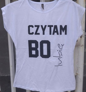 Koszulka bluzka t-shirt BIAŁA r.M Czytam bo lubię