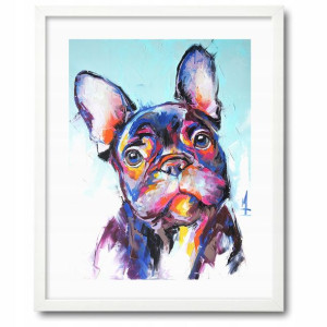 Plakat abstrakcja BULDOG w białej ramie (53x43cm)