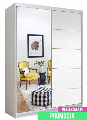NOWA Szafa Przesuwna z lustrem 120 cm BIAŁA