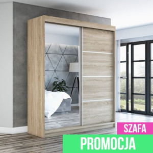 Szafa 120 cm Dąb Sonoma z lustrem - Garderoba do Sypialni Pokoju